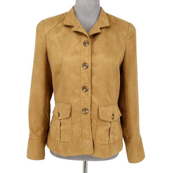 Coldwater Creek Jacket Womens 4 Rust Brown Microsuede Lined Blazer Button Up - Picture 2 of 16